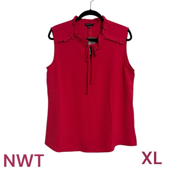 Ava & Grace Tops - NWT     Rich Pink Sleeveless Tie Front Blouse XLARGE     #W